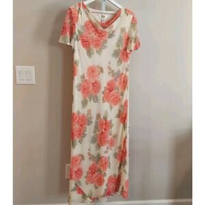 Vintage‎ Talbots Silk Floral Maxi Dress Roses Romantic Fairy Coquette 14 Cowl